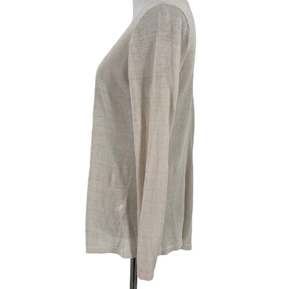 Eileen Fisher Petite Organic Linen Asymmetrical Sweater Size Petite - Picture 2 of 7